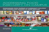 ADDRESSING FOOD INSECURITY ON CAMPUS...addressing the issue of food insecurity, both in the short term and in the long term, has become a critical piece of the work at colleges that