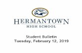 Tuesday, February 12, 2019 Student Bulle · 2019-02-11 · Valentine’ s Day & Class Color Day 12th Grade (Seniors): White WHite white 11th Grade (Juniors): Pink Pink Pink 10th Grade