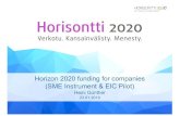 Horizon2020 fundingfor companies (SME Instrument& EIC Pilot) · FET Open •Offers support for visionary, interdisciplinary research, helping to develop cutting-edge research and