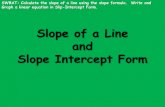 Slope of a Line and Slope Intercept Form · The slope of a line in a coordinate plane is a number that describes the steepness of the line. Any two points on a line can be used to