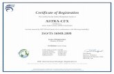 Certificate of Registration ASTRA-CFX · Certificate of Registration This certifies that the Quality Management System of ASTRA-CFX 154 Metro Ct. Greer, South Carolina, 29650, United