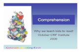 Comprehension - Colorado Department of Education...Paraphrasing •Provide students many opportunities to stop and paraphrase or rephrase big ideas ... Summarizing Tips •Summarize