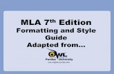 MLA 7th Edition - Mt. SAC PPT.pdfMLA 7th Edition Formatting and Style Guide Adapted from… Overview This presentation will cover: •2009 updates to MLA (7th edition) •General MLA