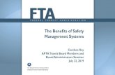 The Benefits of Safety Management Systems...The Benefits of Safety Management Systems Candace Key APTA Transit Board Members and Board Administrators Seminar July 22, 2019 2 •PTASP