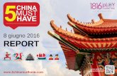 8 giugno 2016 REPORT - OSM1816€¦ · Pag. 3 COS’E’ 5 CHINA MUST HAVE? Il 5 CHINA MUST HAVE è stato un evento che si è svolto l’8 giugno 2016, organizzato da osm1816 / pLAYmARKETING