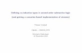 Deﬁning co-inductive types in second-order subtractive ... · − Computational content II. Environment machines − Continuations − Coroutines III. Second-order subtractive logic