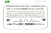 PROPUESTA DE TRABAJO DE LA ASAMBLEA LOCAL · 2020-04-17 · Propuesta Asamblea Verde Villena ante la Pandemia por Coronavirus ... Roja -Personal Técnico municipal de las siguientes