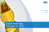 Capital Market Day November 12, 2014€¦ · 2014 0 25 50 75 100 125 150 175 200 225 250 275 Bakery Food Service Infant Nutrition Dairy Fat Alternative Frying & Other ... Turkey .