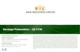 RAIN INDUSTRIES LIMITED · Earnings Presentation ... CPC MT CTP MT OCP MT CPC $/MT CTP $/MT OCP $/MT. Carbon volumes (MT 000) and Revenue ($/MT) 873 803 1,015 1,138 900 669 675 611