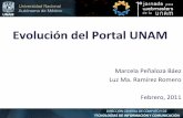 Evolución del Portal UNAM · más visitado de México. •2009: opinión favorable del 85% de los encuestados tras el cambio de portal. •2010: 79% de los usuarios opina que es