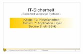 IT-Sicherheit · Schlüsselaustausch über Diffie-Hellmann mit SHA-1 Kombiniert mit digitaler Signatur durch Host -> Authentisierung zwei definierte DH-Gruppen Ergebnis des Schlüsselaustausches: