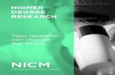 HIGHER DEGREE RESEARCH · Higher Degree Research candidates at NICM are motivated by what they do and the impact they have on society. Studying at NICM will give you the skills, knowledge
