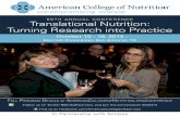 TH ANNUAL CONFERENCE Translational Nutrition: …...AMERICAN COLLEGE OF NUTRITION’S 55 TH ANNUAL CONFERENCE Translational Nutrition: Turning Research into Practice Ananda S. Prasad,