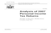 Report: Analysis of 2007 Personal Income Tax Returns · Summary Highlights from tax year 2007 personal income tax returns include: • Total federal adjusted gross income (FAGI) of