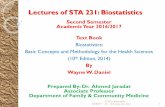 Lectures of STA 231: Biostatistics · 06/02/2017  · Lectures of STA 231: Biostatistics Second Semester Academic Year 2016/2017 Text Book Biostatistics: Basic Concepts and Methodology