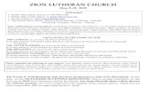 ZION LUTHERAN CHURCH · Zion’s 2020 Church Council officers: Frank Rudy, President, Chris Henritzy, Vice-President, Darlene Fetterman, Secretary, Dave Gensure, Treasurer, and Ann