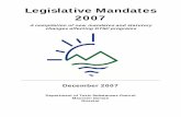 Legislative Mandates Report for 2007...AB 833 Ruskin California TRI Program Chapter 616, Statutes of 2007 OEIM/OSPDA AB 1056 Leno California Ocean Protection Act Chapter 372, Statutes