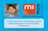 Continuous Flow Technology versus Batch Reactions for ...€¦ · Continuous Flow Technology versus Batch Reactions for Formulation Production Dr. Dirk Kirschneck, Microinnova Engineering