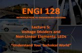 Lecture 5: Voltage Dividers and Non-Linear Elements: LEDs · “Understand Your Technical World” 2 Schematics . 3 Schematic Symbols . 4 A Schematic Diagram: The Voltage Divider
