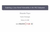 Exploiting a Linux Kernel Vulnerability in the V4L2 ... · Agenda CVE-2019-18683 overview Bugs and ﬁxes Exploitation on x86_64 Hitting the race condition Control ﬂow hijack for