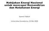 Kebijakan Energi Nasional untuk mencapai …seminar.gunadarma.ac.id/.../05/Presentasi-Prof-Samsir.pdfMeningkatkan rasio pemulihan cadangan migas hingga mencapai 100% pada tahun 2025,