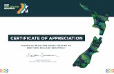 CERTIFICATE OF APPRECIATION · 2019-03-25 · thanks so much for doing your bit to keep new zealand beautiful! heather saunderson ceo keep new zealand beautiful certificate of appreciation