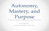 Autonomy, Mastery,and) Purpose - Arkansasdese.ade.arkansas.gov/public/.../Crossley_Autonomy...• Purpose is the context for autonomy and mastery. Purpose provides activation energy