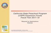 California State Preschool Program (CSPP) Expansion Funds ... · Applicant Eligibility . Current EESD contractors are eligible to apply . except . when one or more of the following