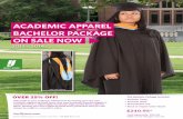 AcAdemic AppArel bor Achel pAckAge on SAle noW...The Bachelor Package includes: • Bachelor Gown • Bachelor Hood • Mortarboard Cap • Black or Degree Color Tassel Take pride