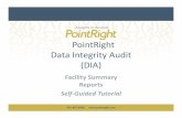 PointRight Data Integrity Audit (DIA) · (DIA) Summary Reports • Interpret the DIA Performance Score • Customize DIA Report information • Navigate Report Summary drill‐down