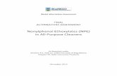 Nonylphenol Ethoxylates (NPE) in All-Purpose Cleaners...Jan 16, 2018  · those in materials, processes or technologies, on the basis of their hazards, performance, and economic viability.