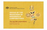 OFFICE OF THE REGISTRAR OF INDIGENOUS CORPORATIONS · 26/10/2016  · The top 500 corporations Presentation to the AICD Darwin, 26 October 2016. PROFILE OF CORPORATIONS Approximately