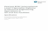 Pearson BTEC International Level 3 Specialist Diploma in Electrical ...€¦ · example senior electrical technician engineers, or develop to become maintenance supervisors. Learners
