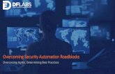 Overcoming Security Automation Roadblocks · Automation should supplement, not replace •Analysts are being inundated with alerts •Too much time spent on mundane, repeatable tasks