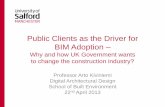 Public Clients as the Driver for BIM Adoption · Head of BIM oups Implementation Stakeholder Groups: •Software Vendors •Construction Industry Council, Institutions •Delivery