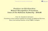 Position on EU-Directive Mutual Recognition Procedure View ...Development incl. clinical trials (GMP, GLP, GCP §40,41 AMG) Application according to §21 AMG Approval according to