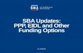 SBA Updates: PPP, EIDL and Other Funding Options 4 2020... · 2020-08-04 · PPP total as of 7-30-20: Nationally, 5+ Million loans for $520+ Billion; in Wisconsin, over 87,000 small