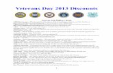 Veterans Day 2013 Discounts - Waiting Room USA Magazine · 2017-09-21 · Veterans Day 2013 Discounts Veteran and Military Deals ... Avis – 25% off, online you should use this coupon