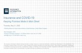Insurance and COVID-19€¦ · Insurance and COVID-19 Keeping Promises Made to Main Street Thursday, May 21, 2020 A Briefing Before the House Subcommittee on Small Business, United