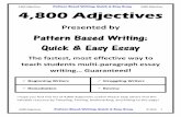 Pattern Based Writing: Quick & Easy Essa 

4,800 Adjectives Pattern Based Writing: Quick & Easy Essay 4,800 Adjectives Pattern Based Writing: Quick & Easy Essay