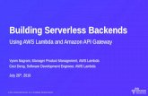 Building Serverless Backends · AWS Compute offerings Service Unit of scale Level of abstraction VM EC2 H/W Serv er Gues t OS Serv er Gues t OS Serv er Gues t OS Serv er Gues t OS