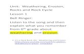 Unit: Weathering, Erosion, Rocks and Rock Cycle Lesson 1 ......2016/01/14  · Unit: Weathering, Erosion, Rocks and Rock Cycle Lesson 1 Bell Ringer: Listen to the song and then explain