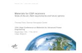 Materials for CSP receivers - COnnecting REpositories · 2016-04-28 · Materials for CSP receivers State-of-the-art, R&D requirements and future options Thomas Fend, German Aerospace