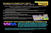 Neighbors Night Out 2015 Tuesday, September 15th, 2015nacok.org/wp-content/uploads/2015/06/ReviewNNO.pdf · Neighbors Night Out 2015 Tuesday, September 15th, 2015 Join us this year