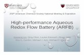 High-performance Aqueous Redox Flow Battery (ARFB) · Aqueous Redox Flow Battery Advantage:-Scalability: decoupled power and energy-Cheap: commodity chemicals, widely used as dyes;