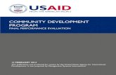 COMMUNITY DEVELOPMENT PROGRAM · 2020-05-02 · COMMUNITY DEVELOPMENT PROGRAM . FINAL PERFORMANCE EVALUATION . Contracted under #AID–OAA–I–10–00002, Task Order #AID–306–TO–12–00004