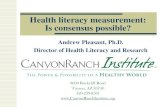 Health literacy measurement: Is consensus possible?€¦ · health literacy equation - the health literacy of individuals and the health literacy of health systems and health professionals.