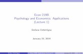 Econ 219B Psychology and Economics: Applications (Lecture 1)...2019/01/23  · (Lecture 1) Stefano DellaVigna January 23, 2019 Stefano DellaVigna Econ 219B: Applications (Lecture 1)