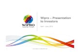 Wipro – Presentation to Investors · Wipro Limited Revenue (from Continuing Operations) grew by 13% YoY to Rs. 96.14 Bn. 2. IT Services Revenue at $1,585 Mn, sequential growth of