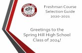 Freshman Course Selection Guide 2020-2021springhillhighschoolmauryk12.ss9.sharpschool.com... · Selection Guide 2020-2021 Greetings to the Spring Hill High School Class of 2024! ...